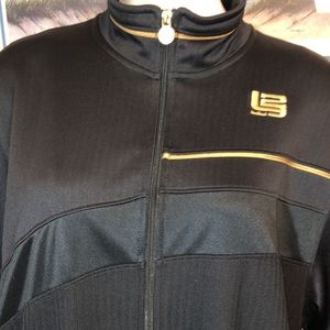 NIKE LeBron James Black & Gold Track Zipper Jacket Size Large